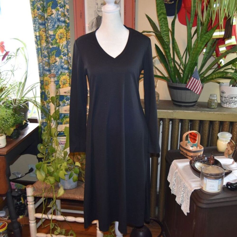 Vintage 1970s Diane Von Furstenberg Black Jersey Dress Skirt Buttons Size Small